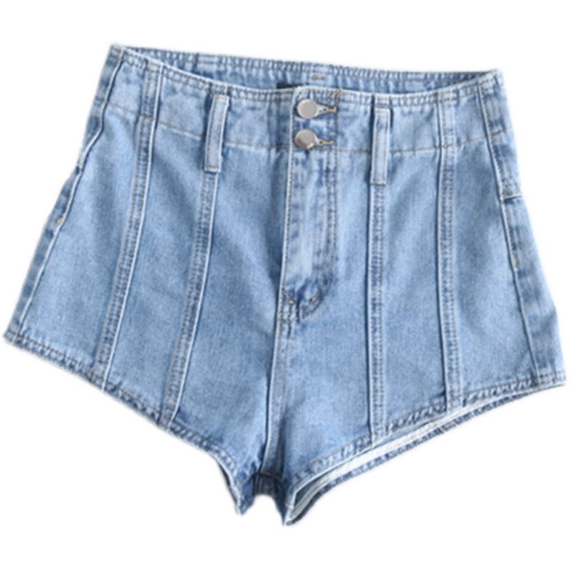 Summer women's retro high-waisted loose and slimming denim shorts and hot pants that are the same style as those worn by Instagram bloggers in Europe and America Item Picture